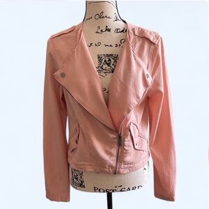 Sanctuary Anthropology Peach Lyocell Moto Jacket Motorcycle Asymmetrical Zip Up
